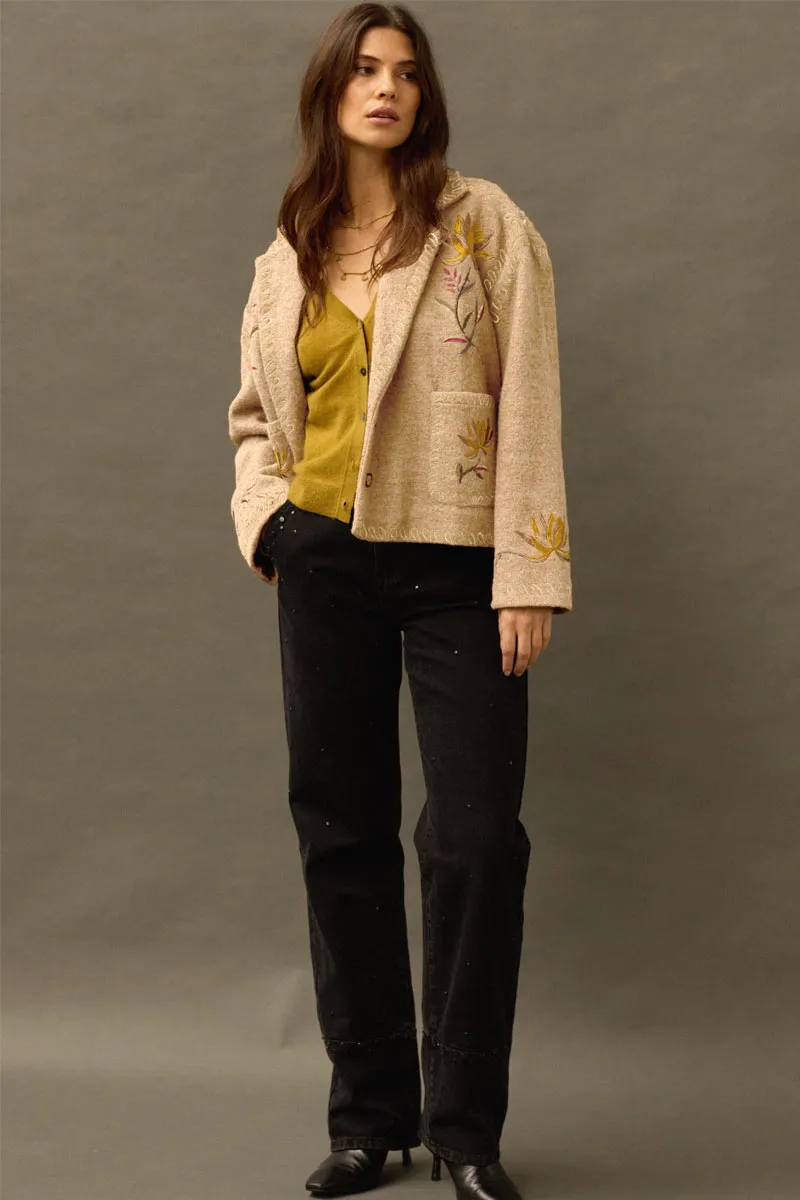 Riona Oat Embroidered Wool Jacket