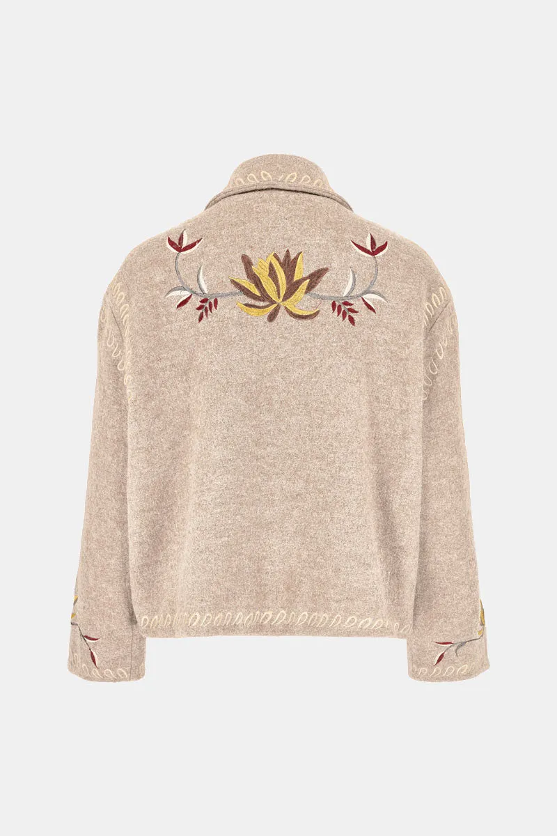 Riona Oat Embroidered Wool Jacket