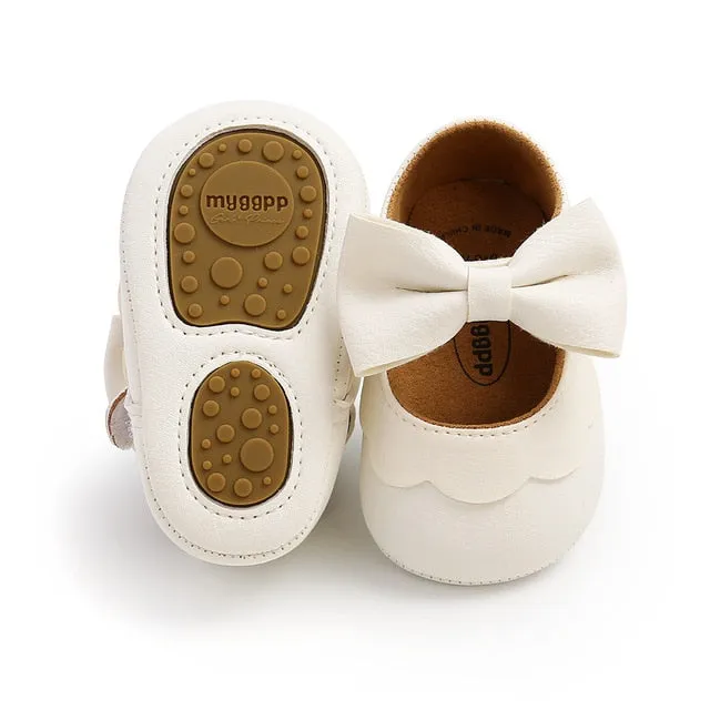 Spring Baby Shoes PU Leather Newborn Girls Shoes First Walkers Princess Bowknot Baby Prewalker