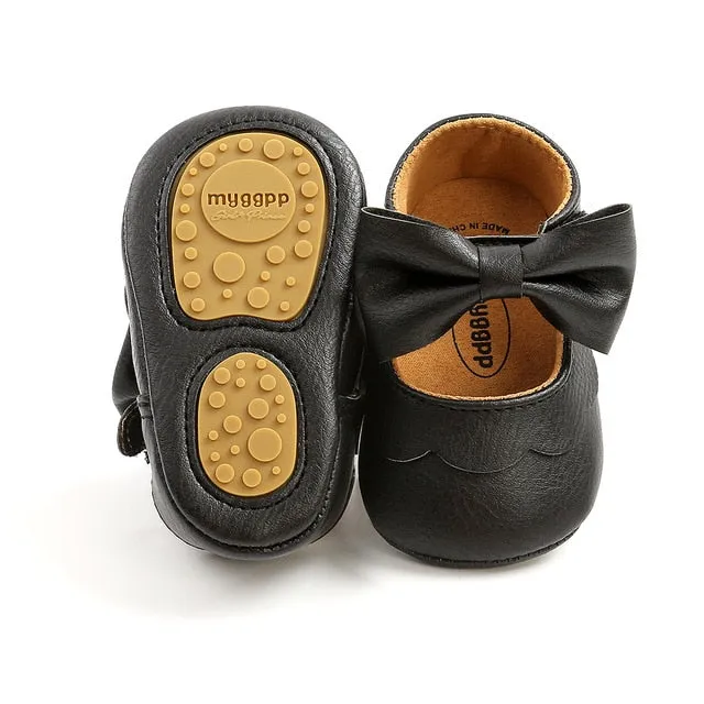 Spring Baby Shoes PU Leather Newborn Girls Shoes First Walkers Princess Bowknot Baby Prewalker