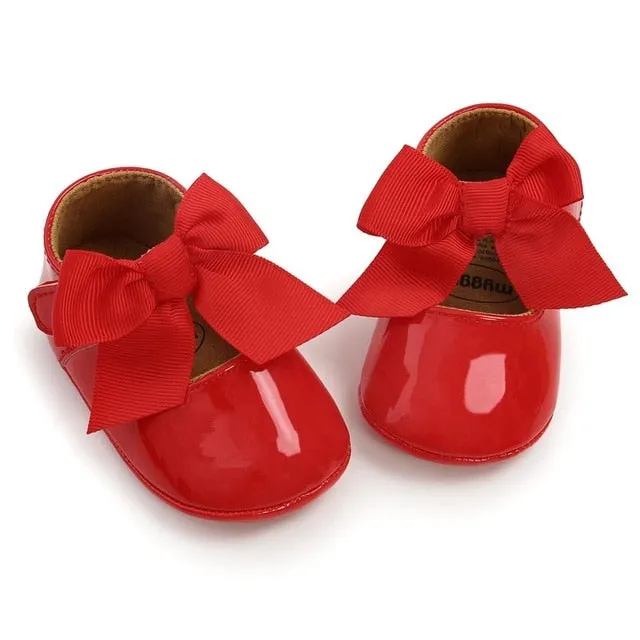 Spring Baby Shoes PU Leather Newborn Girls Shoes First Walkers Princess Bowknot Baby Prewalker