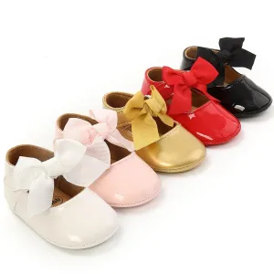 Spring Baby Shoes PU Leather Newborn Girls Shoes First Walkers Princess Bowknot Baby Prewalker