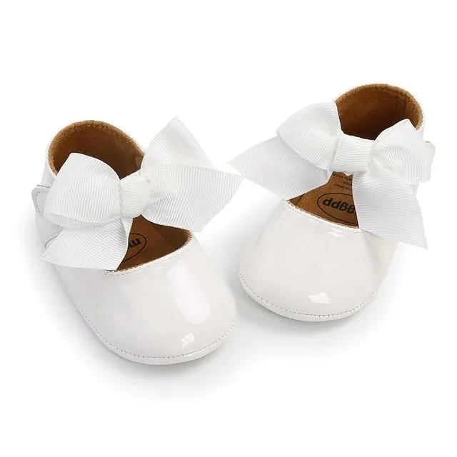 Spring Baby Shoes PU Leather Newborn Girls Shoes First Walkers Princess Bowknot Baby Prewalker