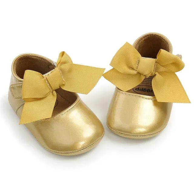 Spring Baby Shoes PU Leather Newborn Girls Shoes First Walkers Princess Bowknot Baby Prewalker