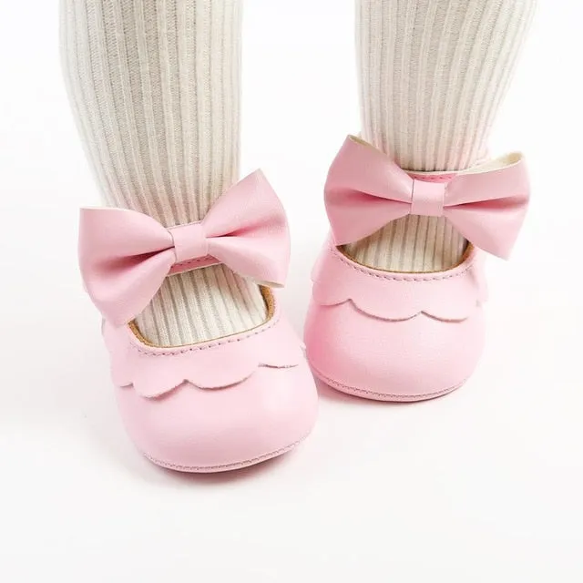 Spring Baby Shoes PU Leather Newborn Girls Shoes First Walkers Princess Bowknot Baby Prewalker