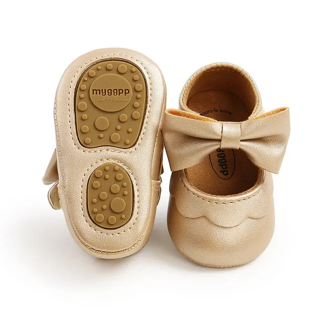 Spring Baby Shoes PU Leather Newborn Girls Shoes First Walkers Princess Bowknot Baby Prewalker