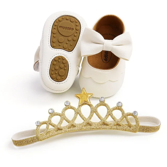 Spring Baby Shoes PU Leather Newborn Girls Shoes First Walkers Princess Bowknot Baby Prewalker