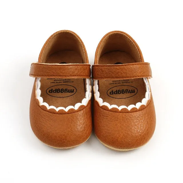 Spring Baby Shoes PU Leather Newborn Girls Shoes First Walkers Princess Bowknot Baby Prewalker