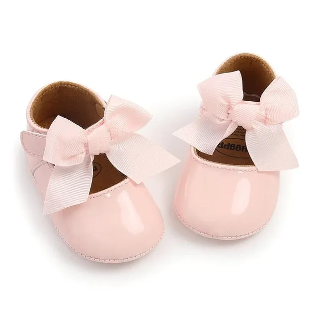 Spring Baby Shoes PU Leather Newborn Girls Shoes First Walkers Princess Bowknot Baby Prewalker