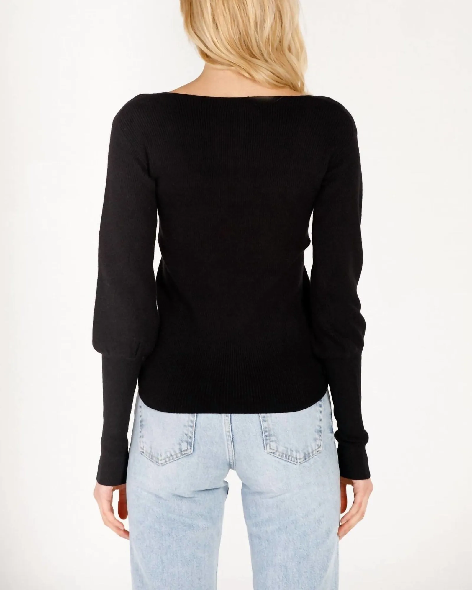 Square Neck Sweater in Black | Black