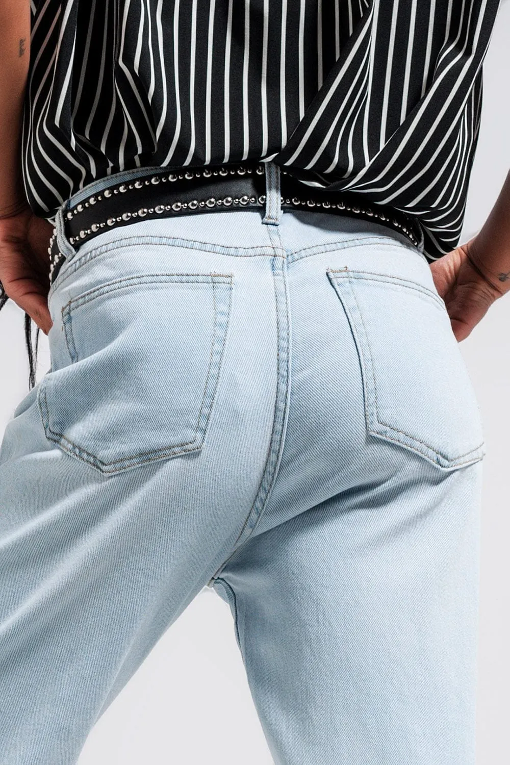 Straight Leg Jeans In Vintage Lightwash