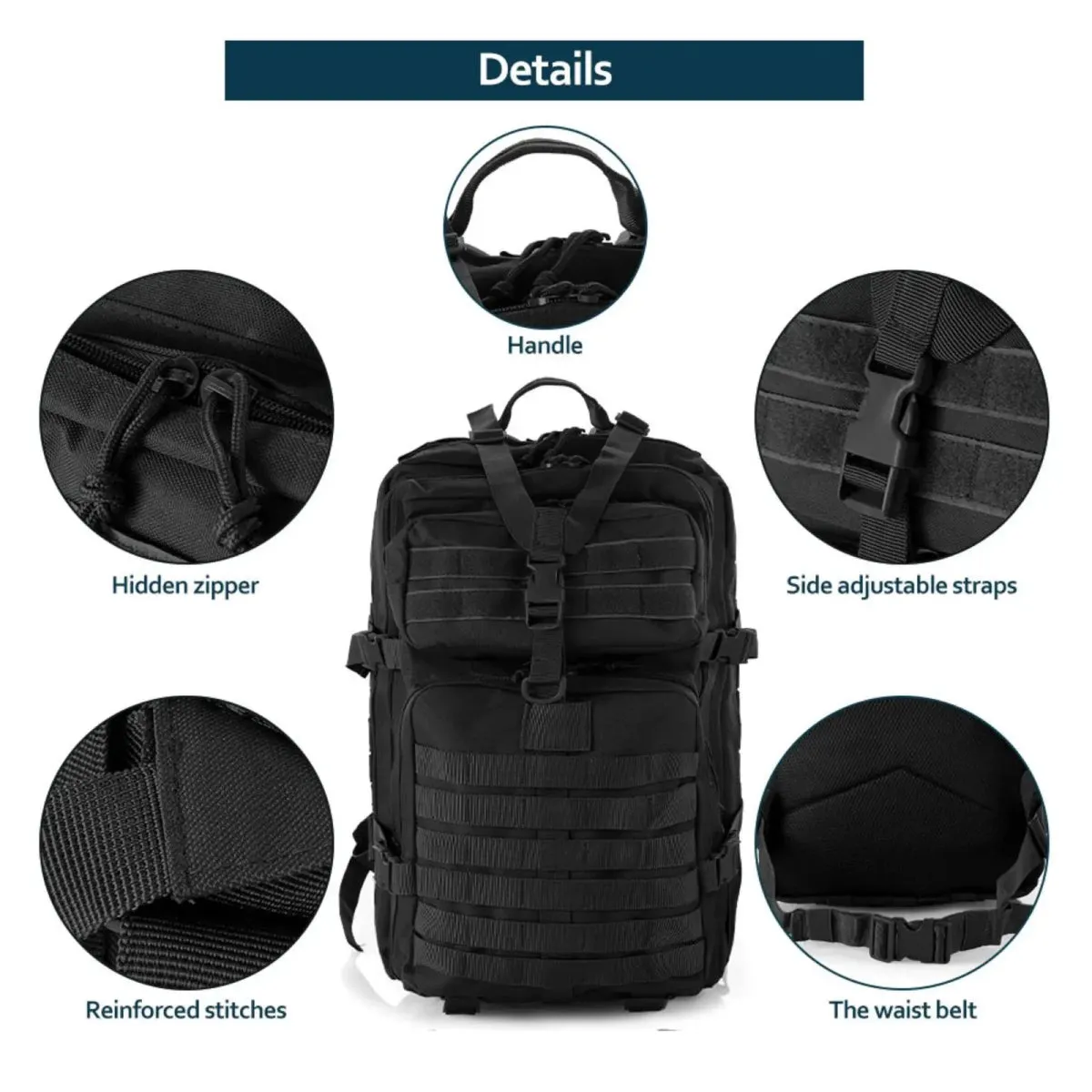 Tactical Backpack Sturdy Nylon Waterproof camping and hiking