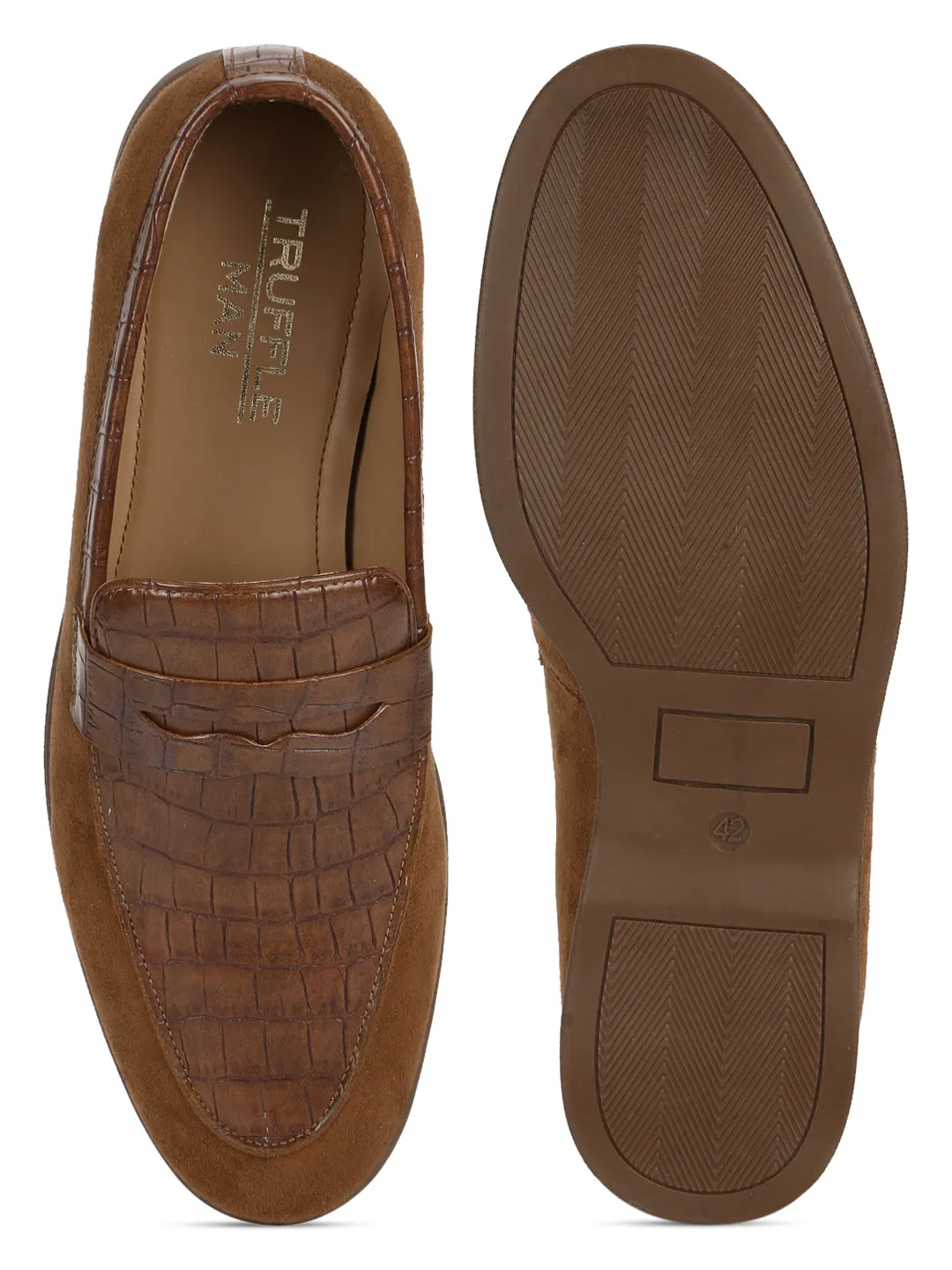 Tan PU Croc Pattern Men's Loafers (TC-SM-5004-TAN)