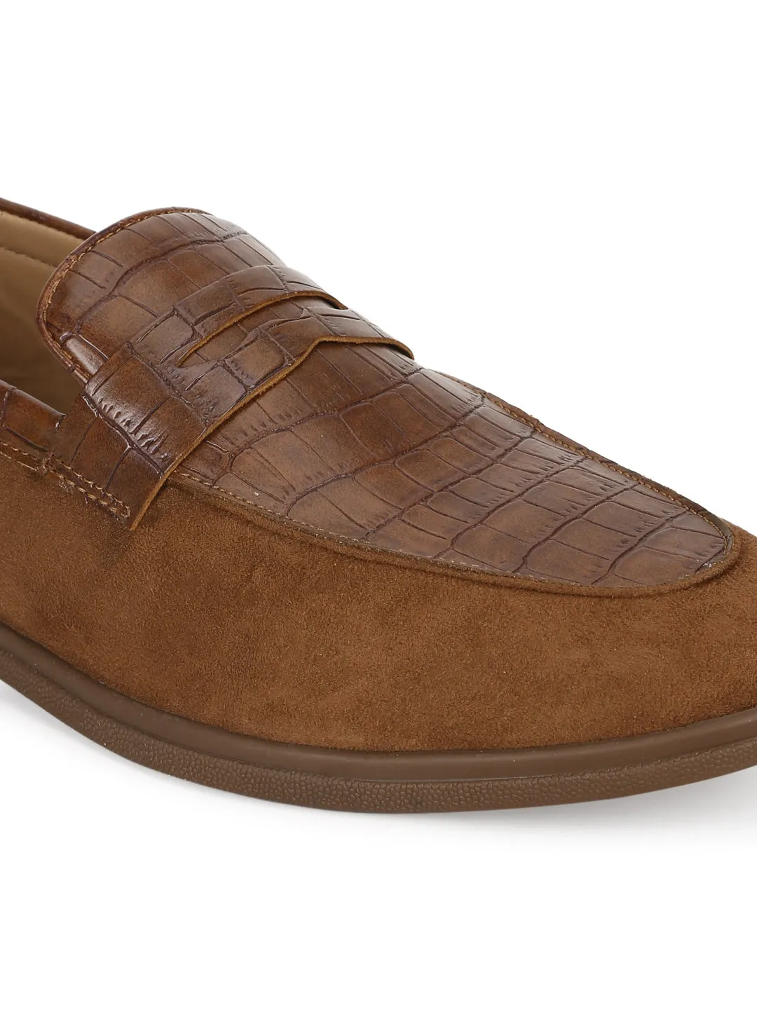 Tan PU Croc Pattern Men's Loafers (TC-SM-5004-TAN)