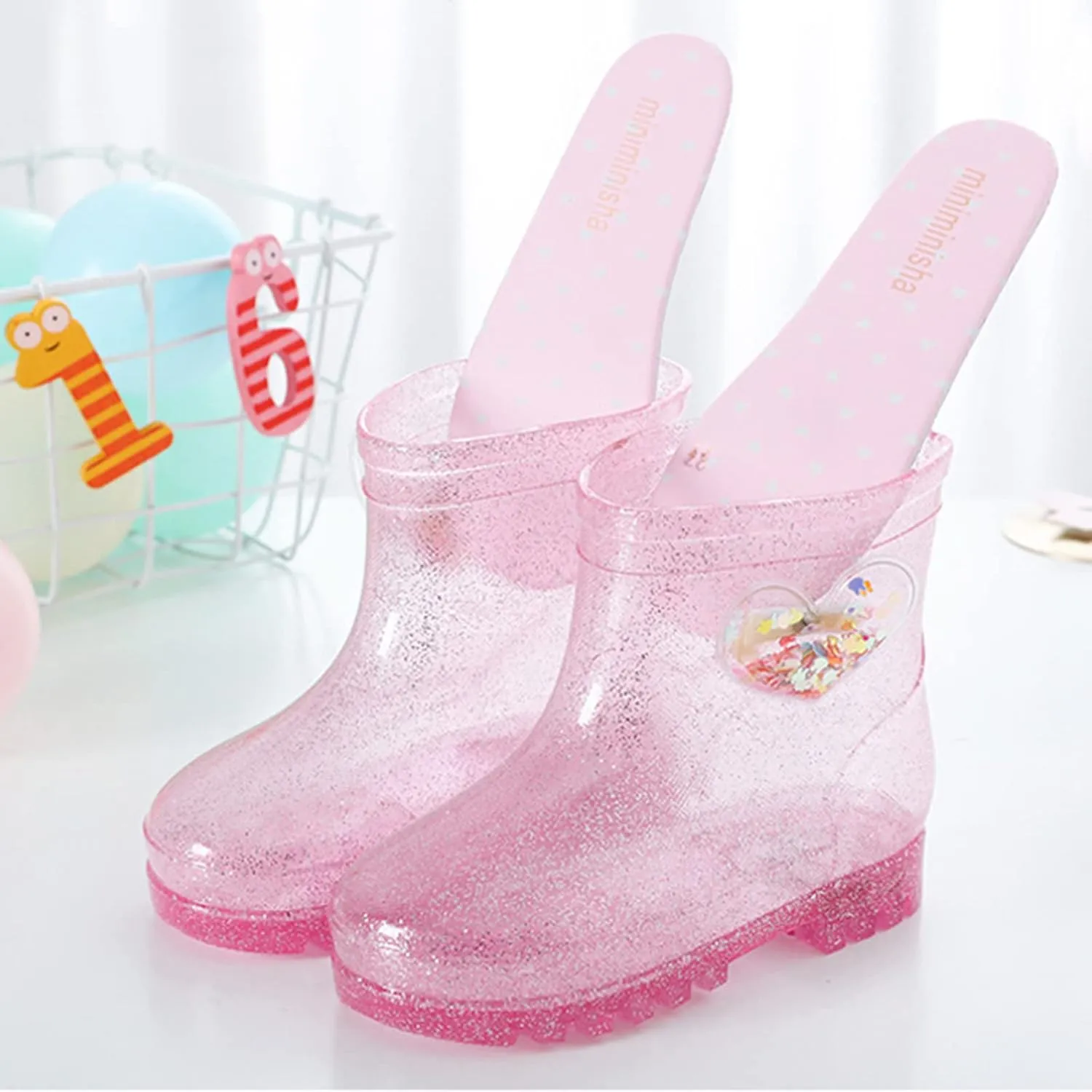 Toddler Kids Waterproof Rain Boots Light Infant Boys Girls PVC Glow Rain Boots Waterproof Non Slip Shoes Outdoor Shoes