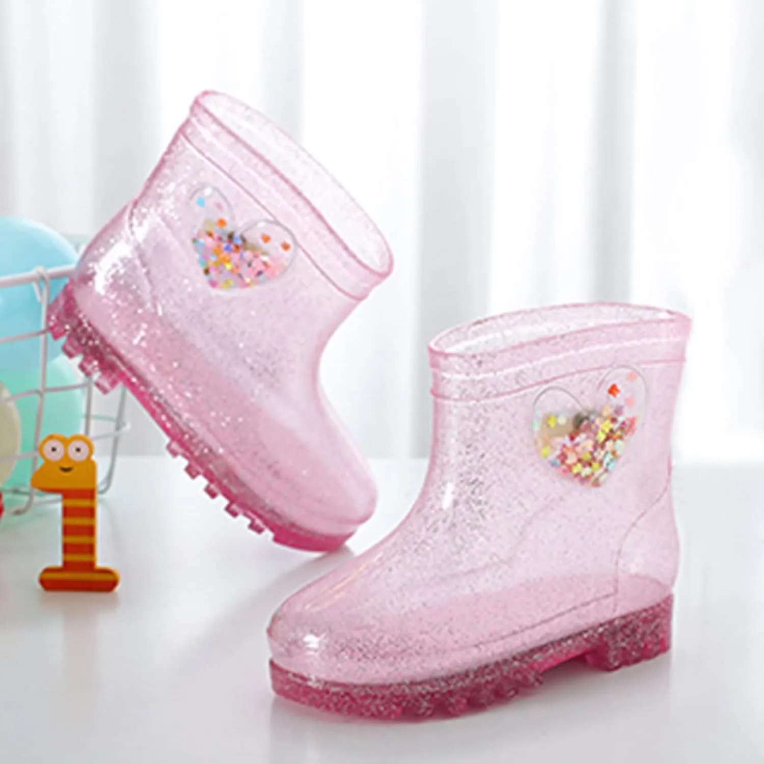 Toddler Kids Waterproof Rain Boots Light Infant Boys Girls PVC Glow Rain Boots Waterproof Non Slip Shoes Outdoor Shoes