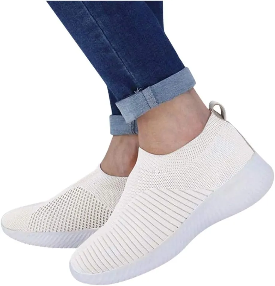 Women's Fashion Sneaker Non Slip Breathable Lightweight Comfortable Lace Up Womens Running Shoes Arch Support Loafers Women White Shoes for Women Sneakers