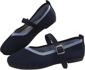 Women's Flat Shoes Flying Weave Round Toe Shallow Mouth Retro Colorblocking One Foot Stirrup Casual Work Single Shoes
