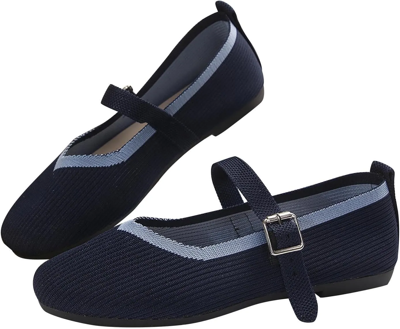 Women's Flat Shoes Flying Weave Round Toe Shallow Mouth Retro Colorblocking One Foot Stirrup Casual Work Single Shoes