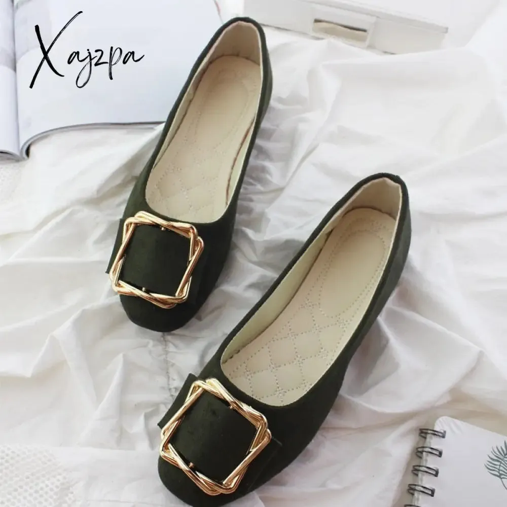 Xajzpa - New Big Size Women Flats Shallow Candy Color Shoes Woman Loafers Autumn Fashion Sweet Flat Casual Shoes Women Plus Size 35-43