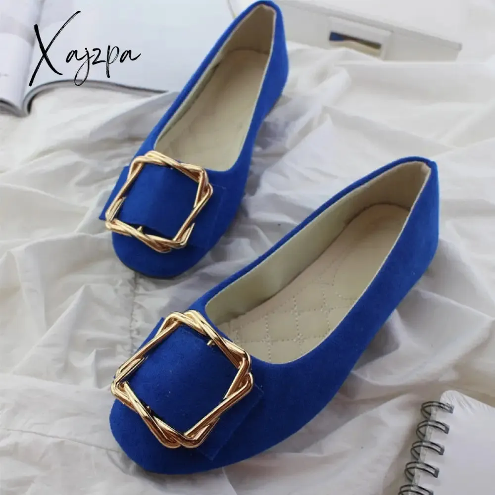 Xajzpa - New Big Size Women Flats Shallow Candy Color Shoes Woman Loafers Autumn Fashion Sweet Flat Casual Shoes Women Plus Size 35-43