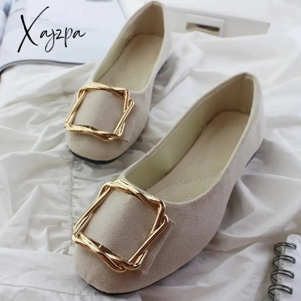 Xajzpa - New Big Size Women Flats Shallow Candy Color Shoes Woman Loafers Autumn Fashion Sweet Flat Casual Shoes Women Plus Size 35-43