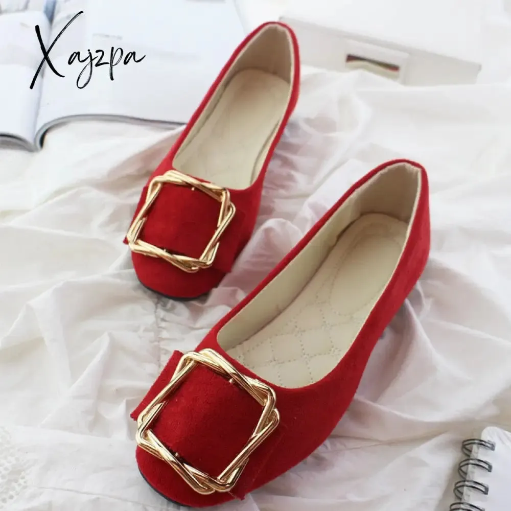 Xajzpa - New Big Size Women Flats Shallow Candy Color Shoes Woman Loafers Autumn Fashion Sweet Flat Casual Shoes Women Plus Size 35-43