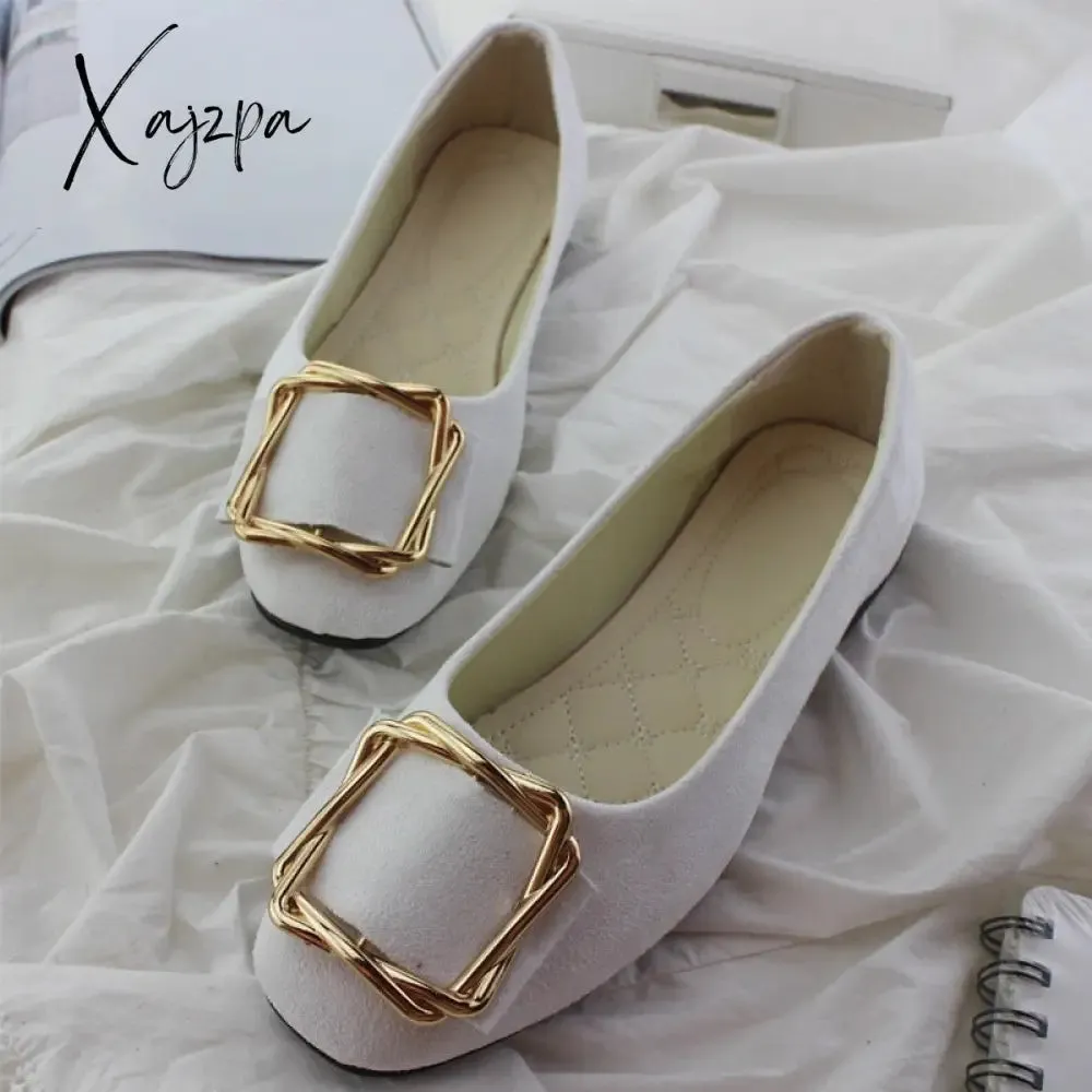 Xajzpa - New Big Size Women Flats Shallow Candy Color Shoes Woman Loafers Autumn Fashion Sweet Flat Casual Shoes Women Plus Size 35-43