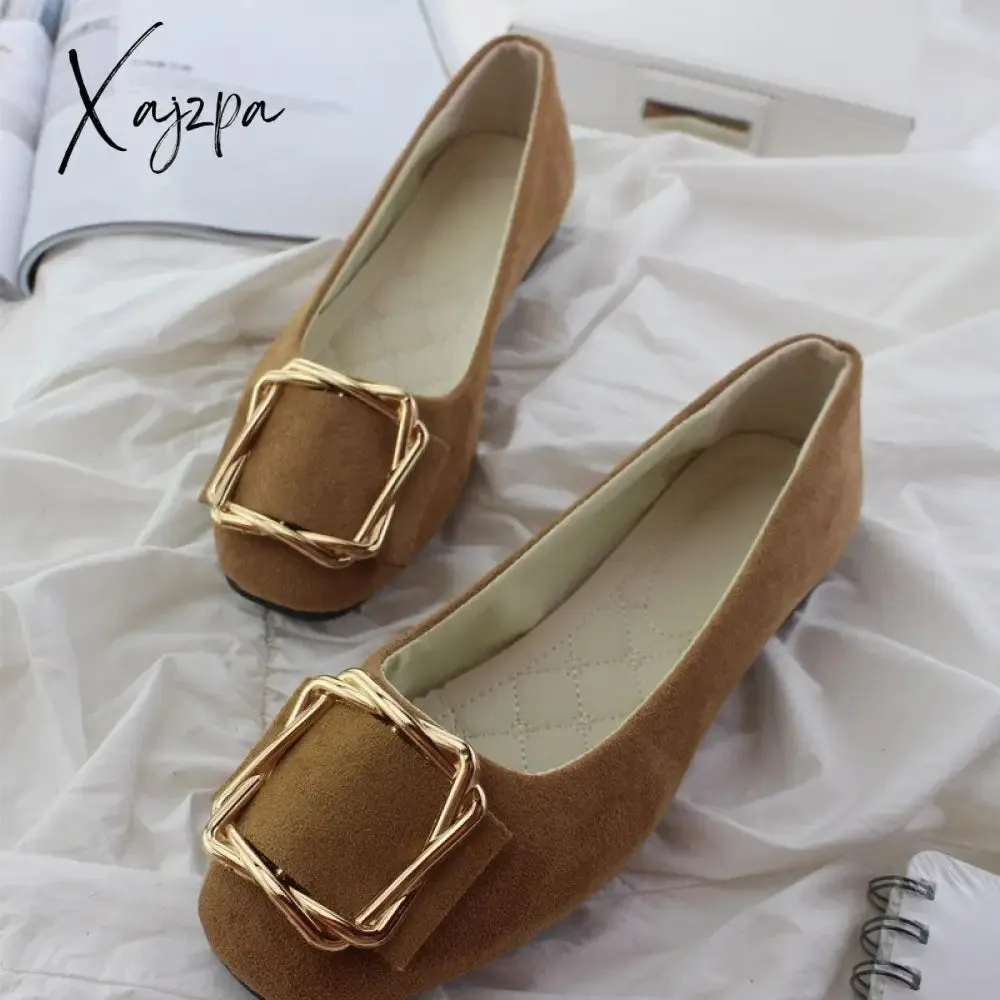 Xajzpa - New Big Size Women Flats Shallow Candy Color Shoes Woman Loafers Autumn Fashion Sweet Flat Casual Shoes Women Plus Size 35-43