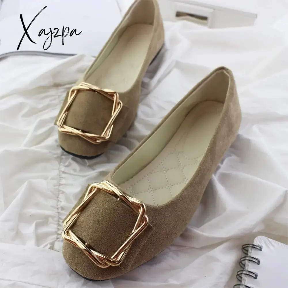 Xajzpa - New Big Size Women Flats Shallow Candy Color Shoes Woman Loafers Autumn Fashion Sweet Flat Casual Shoes Women Plus Size 35-43