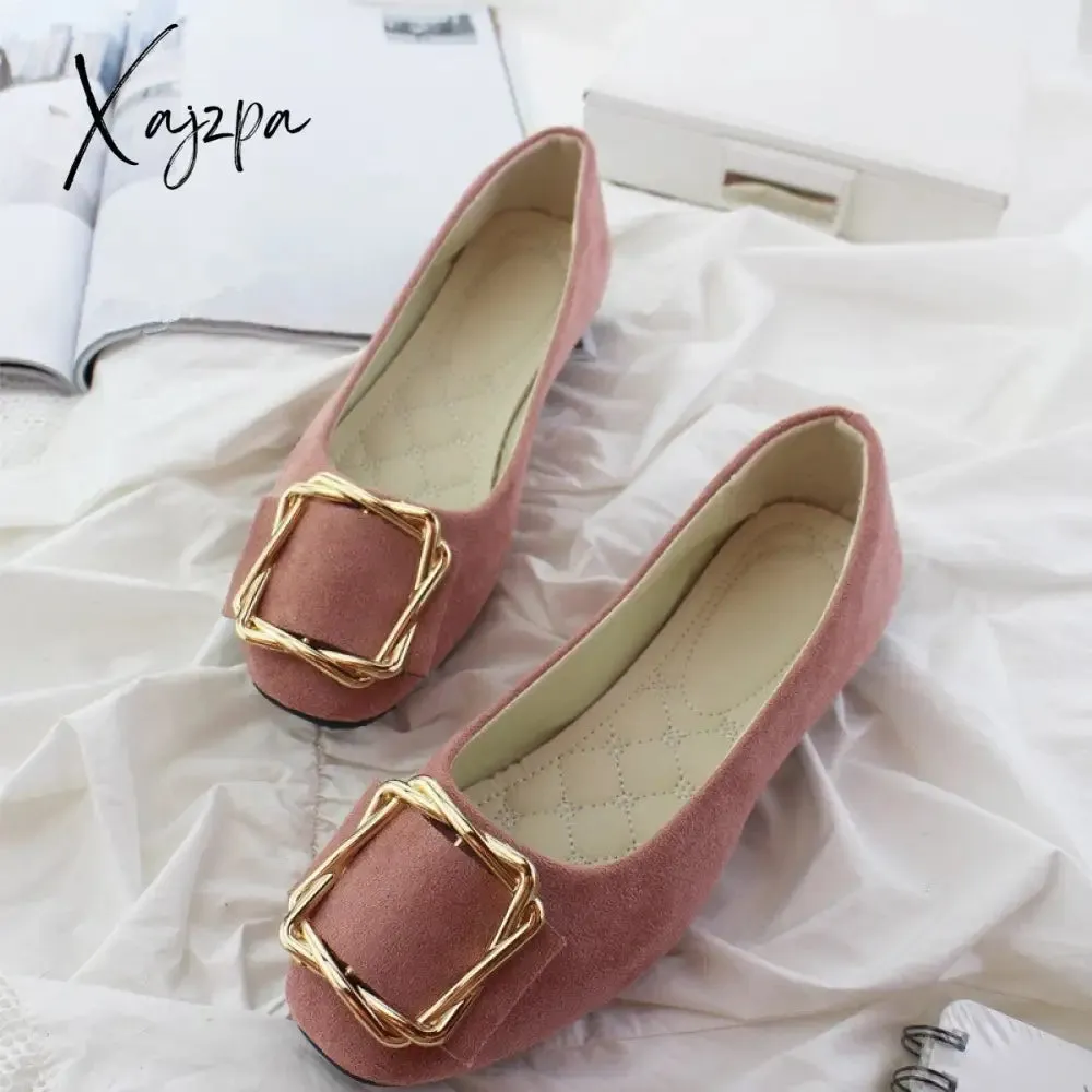 Xajzpa - New Big Size Women Flats Shallow Candy Color Shoes Woman Loafers Autumn Fashion Sweet Flat Casual Shoes Women Plus Size 35-43