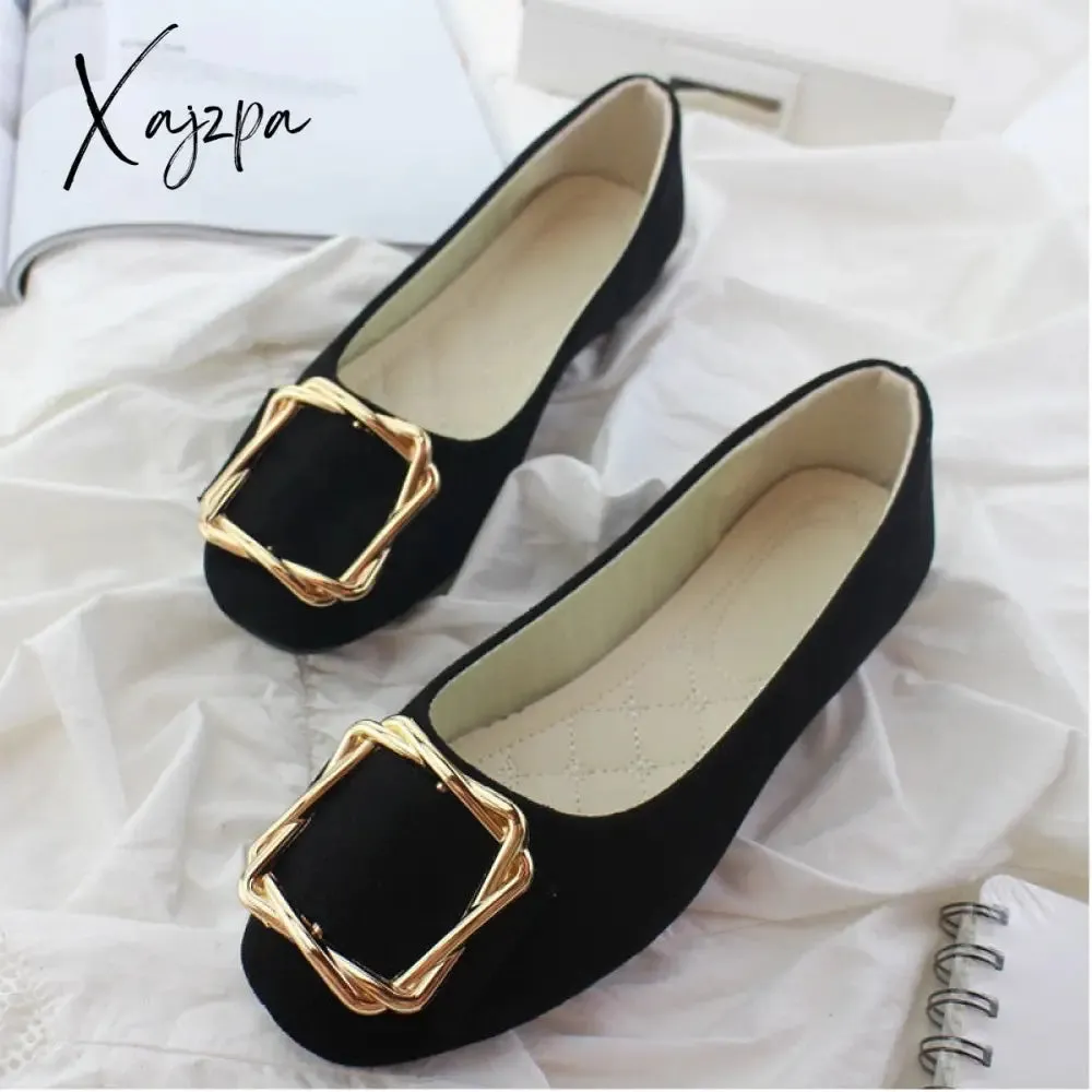 Xajzpa - New Big Size Women Flats Shallow Candy Color Shoes Woman Loafers Autumn Fashion Sweet Flat Casual Shoes Women Plus Size 35-43