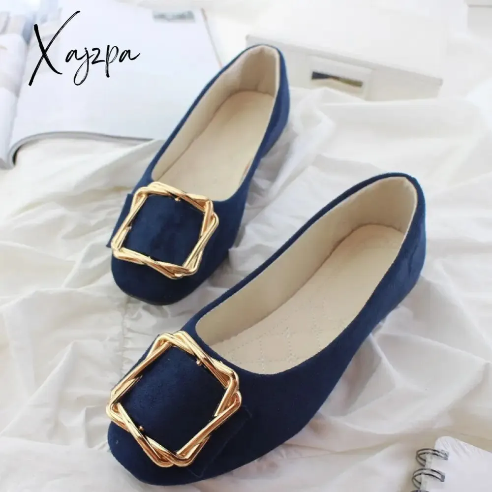 Xajzpa - New Big Size Women Flats Shallow Candy Color Shoes Woman Loafers Autumn Fashion Sweet Flat Casual Shoes Women Plus Size 35-43