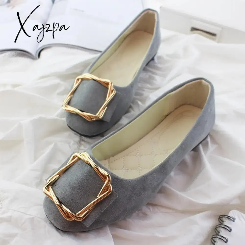 Xajzpa - New Big Size Women Flats Shallow Candy Color Shoes Woman Loafers Autumn Fashion Sweet Flat Casual Shoes Women Plus Size 35-43