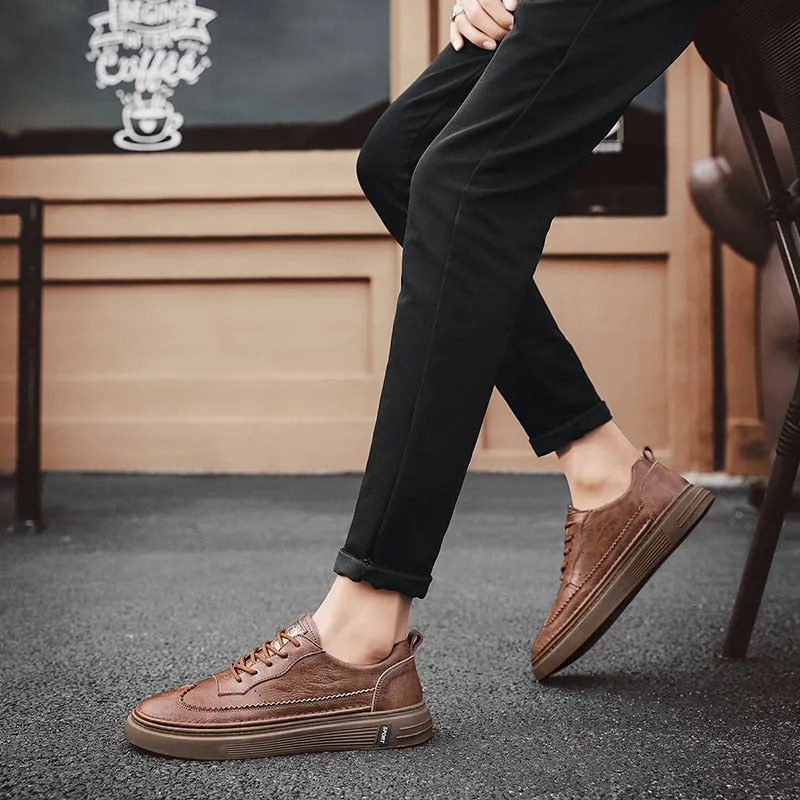 xiangtuibao Genuine Leather Men Casual Shoes Lace Up Men Fashion Sneakers Luxury Brand Shoes Men Non-slip Men Shoes Business Formal Shoes