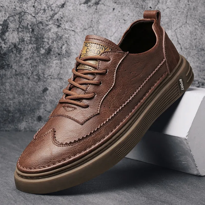 xiangtuibao Genuine Leather Men Casual Shoes Lace Up Men Fashion Sneakers Luxury Brand Shoes Men Non-slip Men Shoes Business Formal Shoes