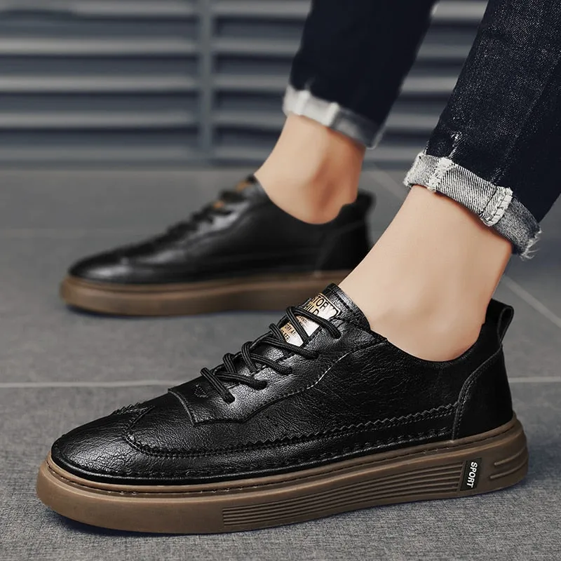 xiangtuibao Genuine Leather Men Casual Shoes Lace Up Men Fashion Sneakers Luxury Brand Shoes Men Non-slip Men Shoes Business Formal Shoes