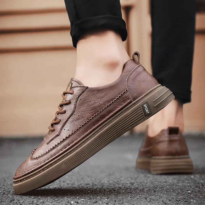 xiangtuibao Genuine Leather Men Casual Shoes Lace Up Men Fashion Sneakers Luxury Brand Shoes Men Non-slip Men Shoes Business Formal Shoes