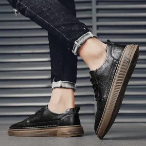 xiangtuibao Genuine Leather Men Casual Shoes Lace Up Men Fashion Sneakers Luxury Brand Shoes Men Non-slip Men Shoes Business Formal Shoes