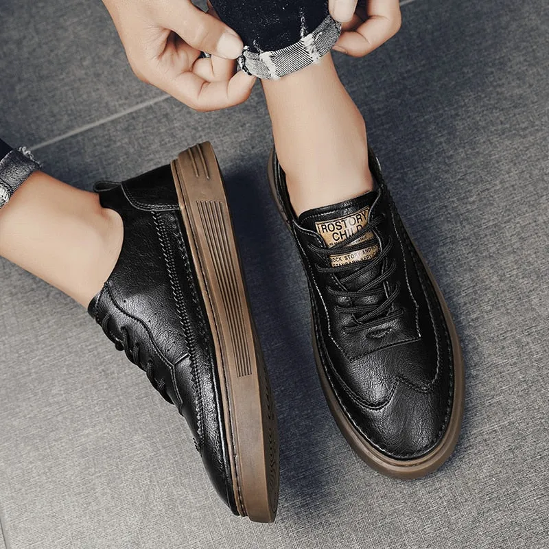 xiangtuibao Genuine Leather Men Casual Shoes Lace Up Men Fashion Sneakers Luxury Brand Shoes Men Non-slip Men Shoes Business Formal Shoes