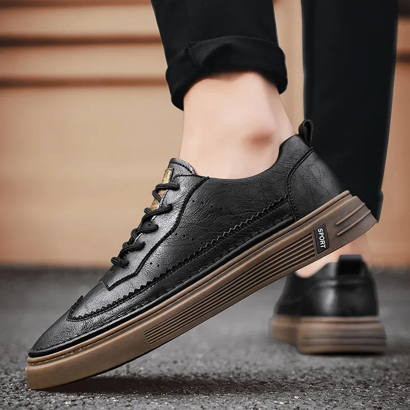 xiangtuibao Genuine Leather Men Casual Shoes Lace Up Men Fashion Sneakers Luxury Brand Shoes Men Non-slip Men Shoes Business Formal Shoes
