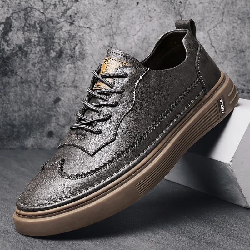 xiangtuibao Genuine Leather Men Casual Shoes Lace Up Men Fashion Sneakers Luxury Brand Shoes Men Non-slip Men Shoes Business Formal Shoes