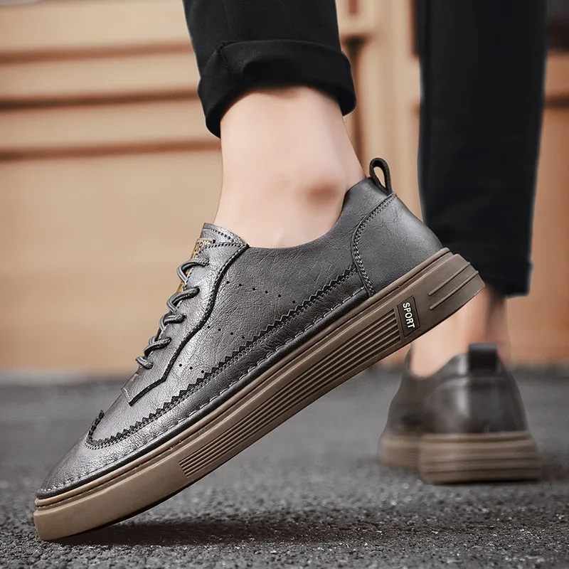 xiangtuibao Genuine Leather Men Casual Shoes Lace Up Men Fashion Sneakers Luxury Brand Shoes Men Non-slip Men Shoes Business Formal Shoes