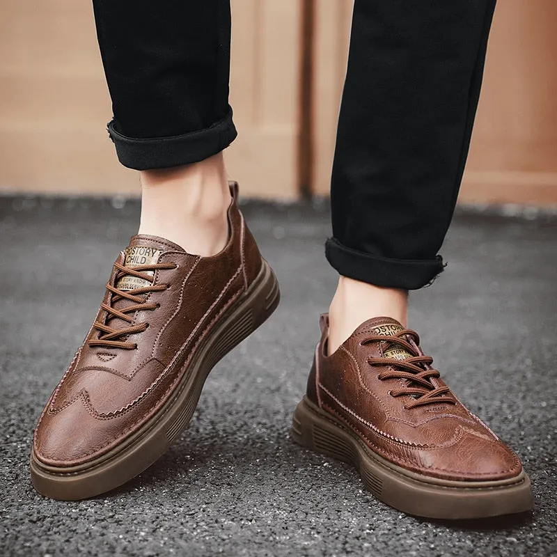 xiangtuibao Genuine Leather Men Casual Shoes Lace Up Men Fashion Sneakers Luxury Brand Shoes Men Non-slip Men Shoes Business Formal Shoes