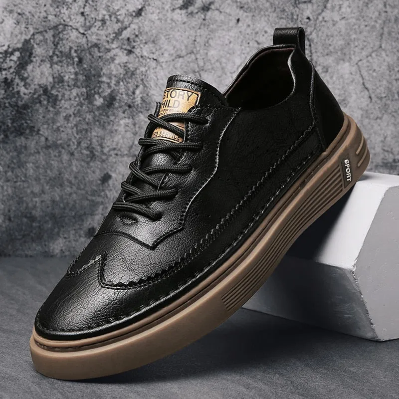 xiangtuibao Genuine Leather Men Casual Shoes Lace Up Men Fashion Sneakers Luxury Brand Shoes Men Non-slip Men Shoes Business Formal Shoes