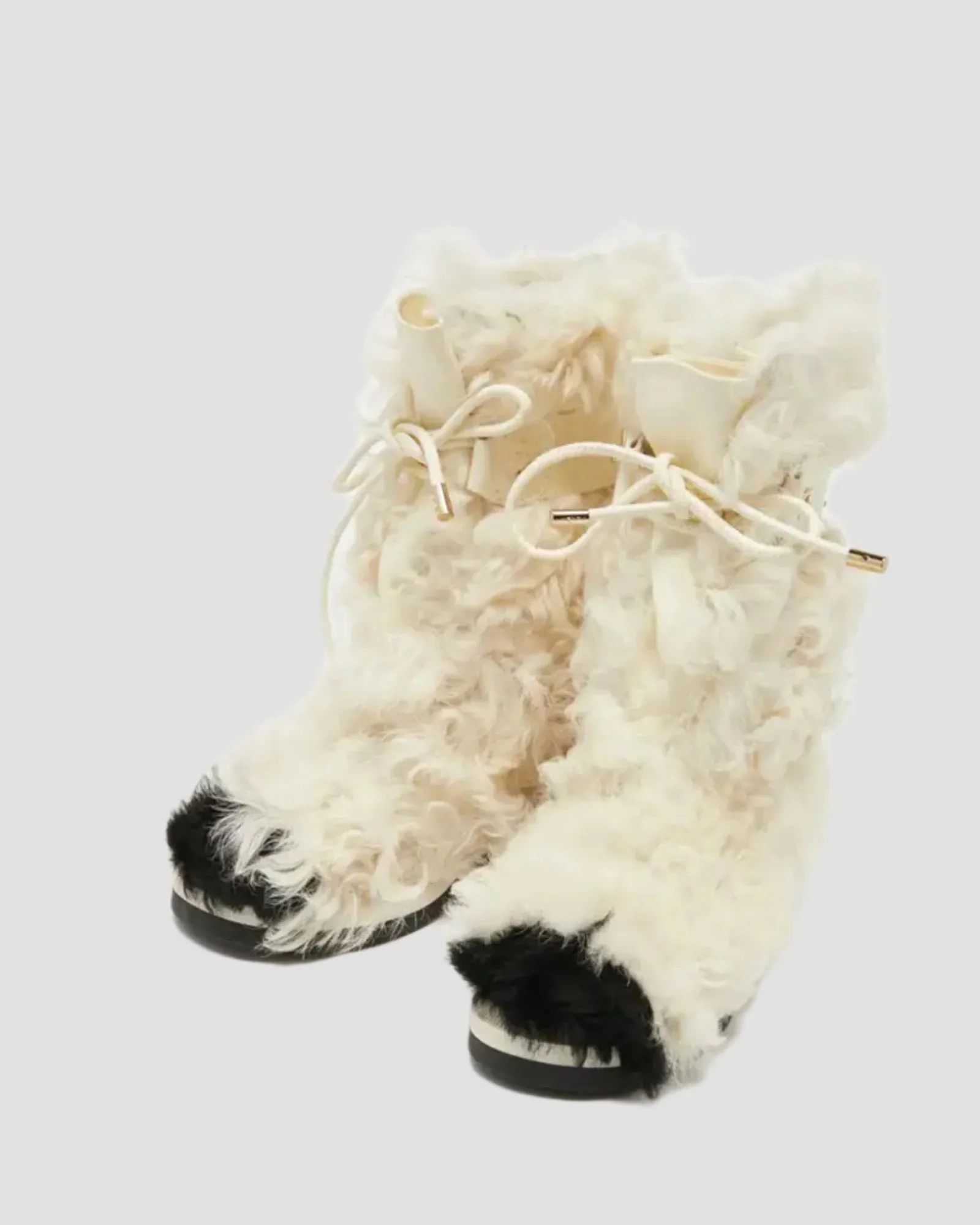 Zagiri Faux Fur Drawstring Mid Calf Boots In White