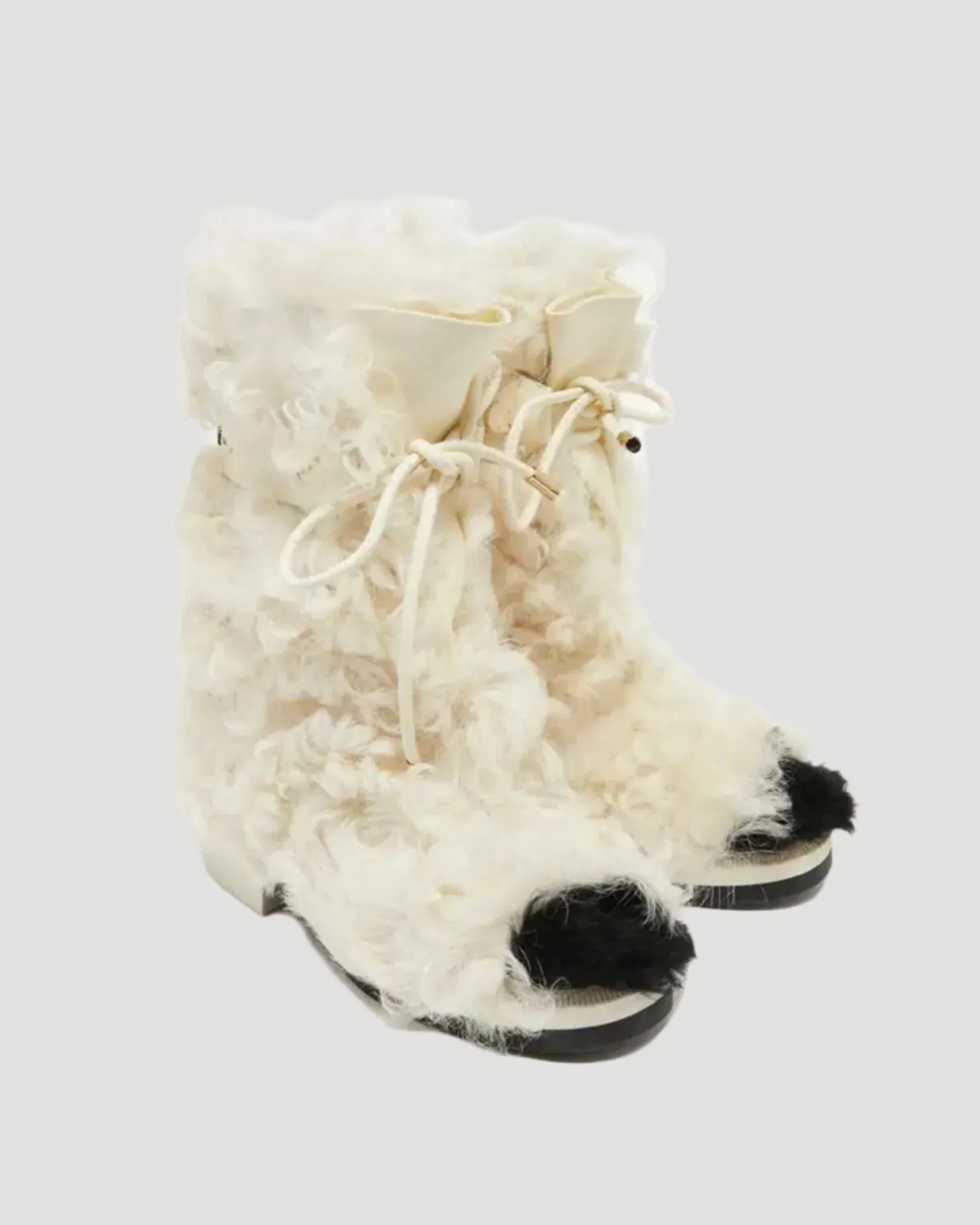 Zagiri Faux Fur Drawstring Mid Calf Boots In White
