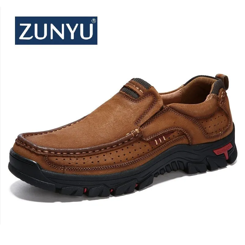 ZUNYU New Genuine Leather Loafers Men Moccasin Sneakers Flat High Quality Causal Men Shoes Male Footwear Boat Shoes Size 38-48
